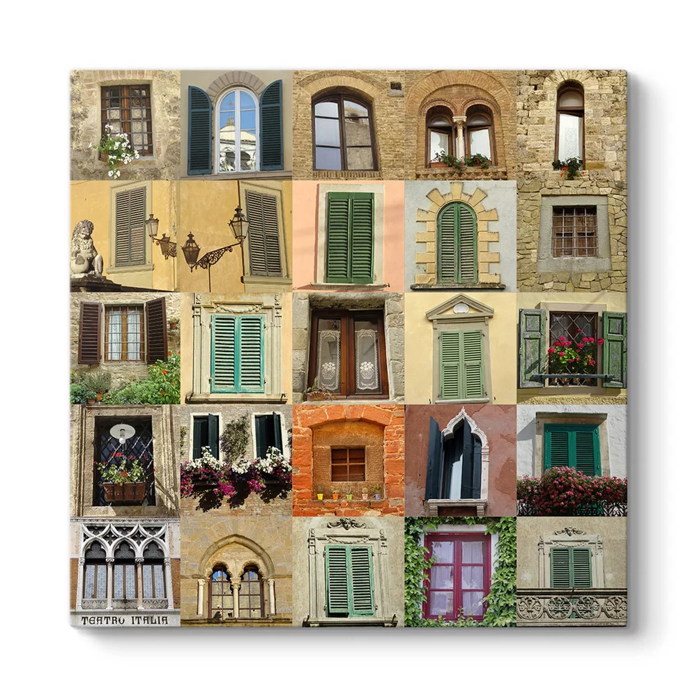 Eski Pencereler Kolaj Tablosu - Model 3